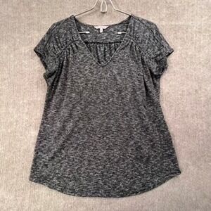 Juicy Couture Gray V-Neck Short Sleeve T-Shirt‎ Top Womens Size L Casual